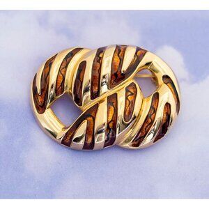 Vintage Abstract Gold Tone Brooch - S27